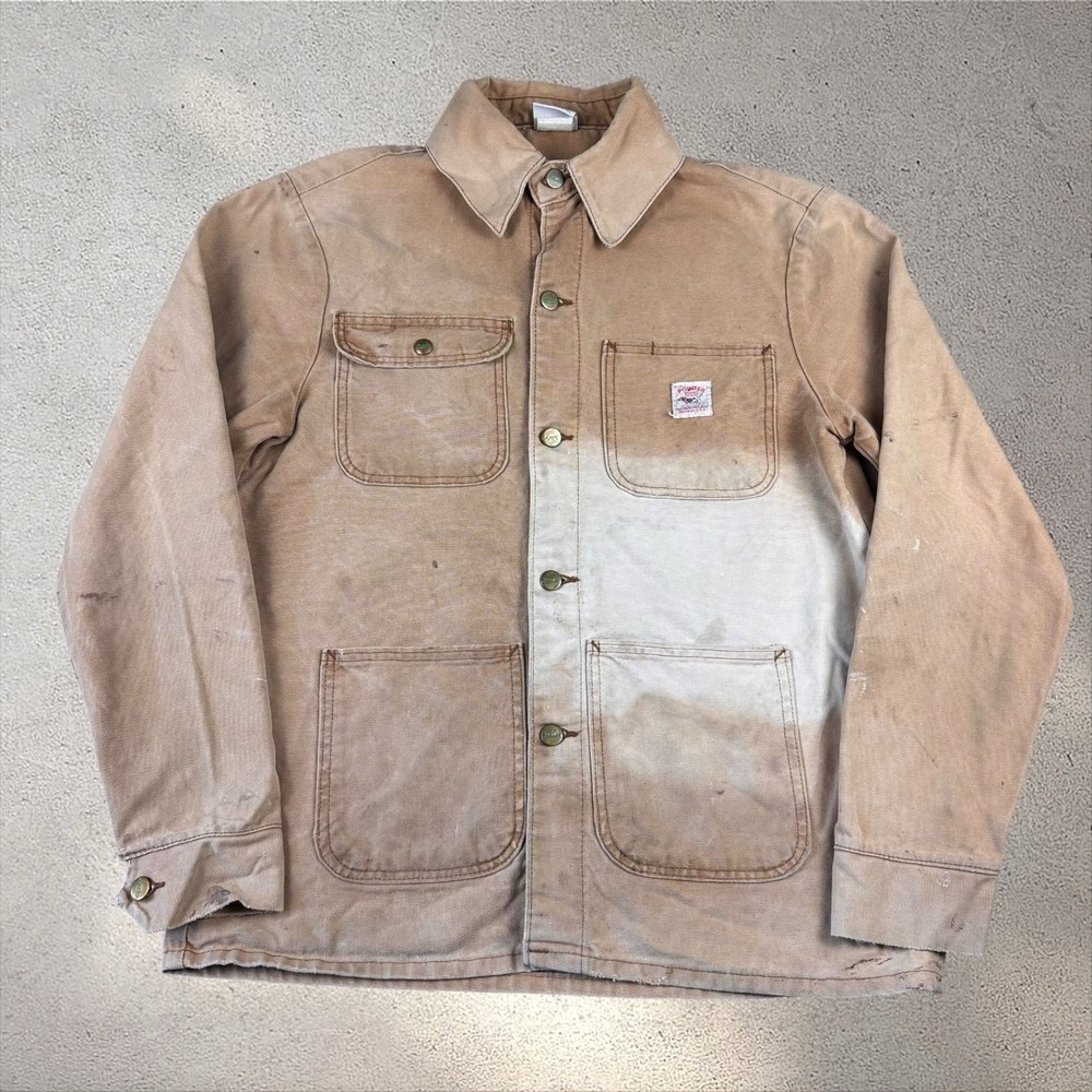 Vintage Pointer Brand Duck Canvas Chore Coat Brown Tan Jacket Medium USA